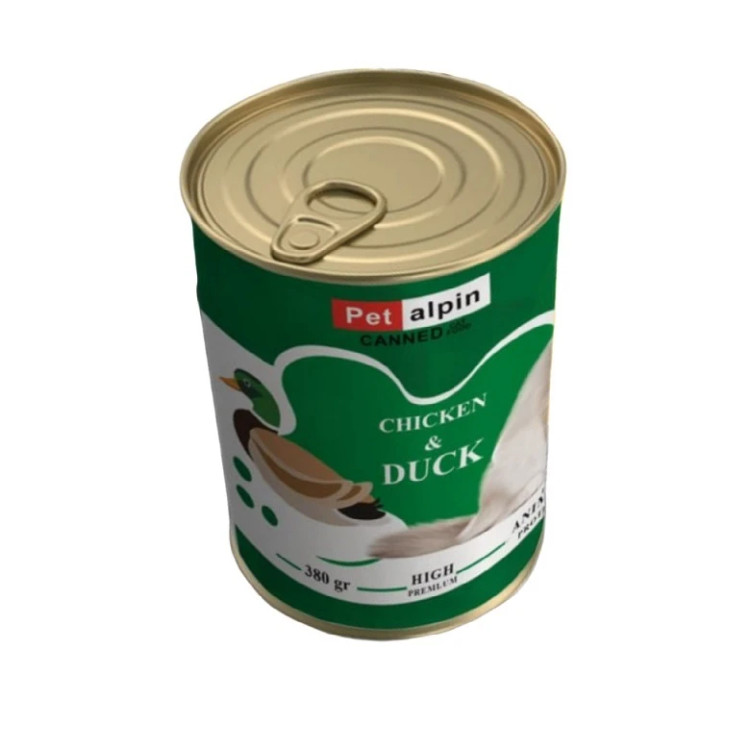 کنسرو گربه پت آلپین مدل پته طعم مرغ و اردک وزن ۳۸۰ گرم
