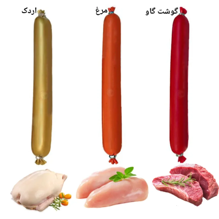 تشویقی سگ و گربه مدل سوسیس نرم در سه طعم ۳ عددی
