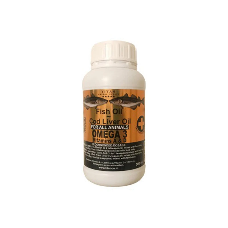 روغن ماهی درمان ریزش مو سگ و گربه تیتان مدل امگا 3 حجم ۵۰۰ میلی لیتر