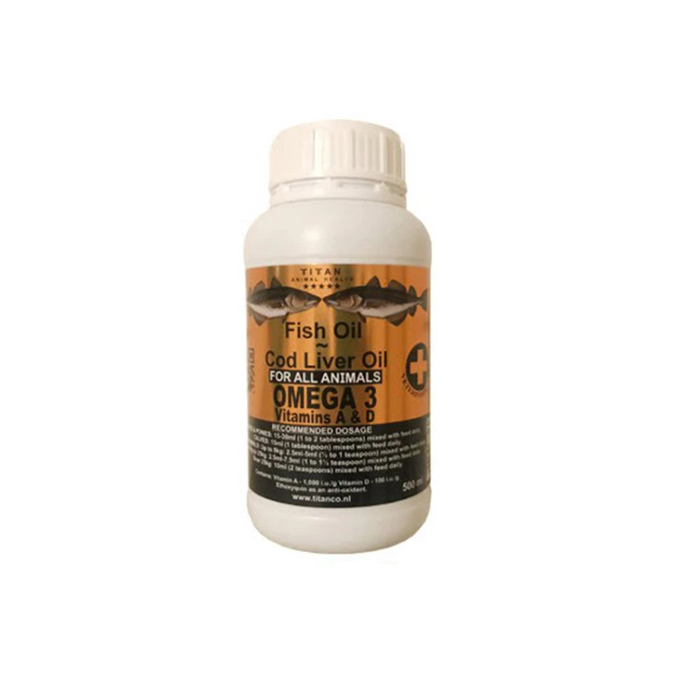 روغن ماهی درمان ریزش مو سگ و گربه تیتان مدل امگا 3 حجم ۵۰۰ میلی لیتر
